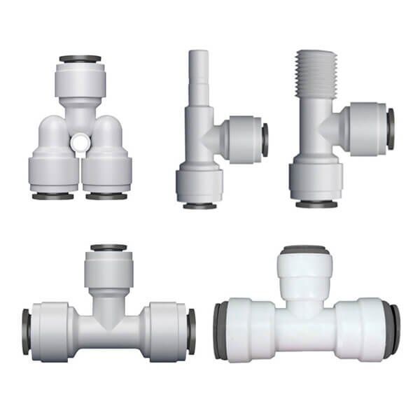 3 Way Tee Type RO Water Fitting Push Fit Hose Quick Connector